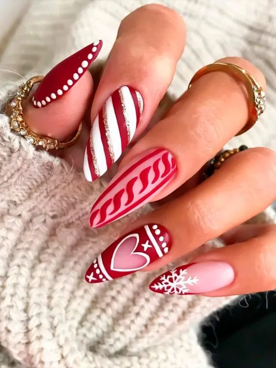 Santa Baby and Elegant White Poinsettias Nail Art