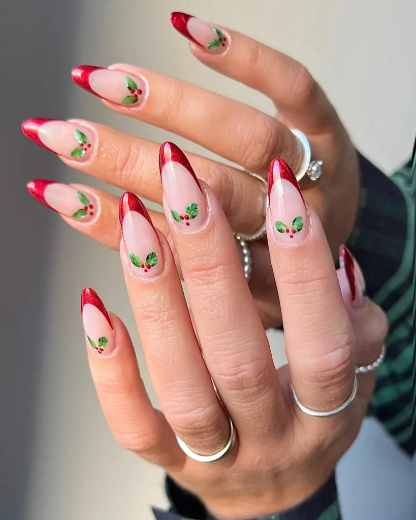 Shimmery Red Nails: