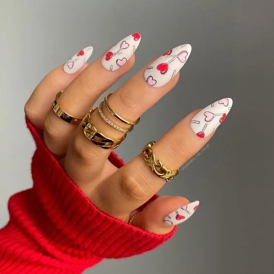 Romantic Red and Pink Nails for Valentine's Day