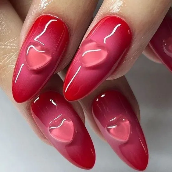 Romantic Red and Pink Nails for Valentine's Day