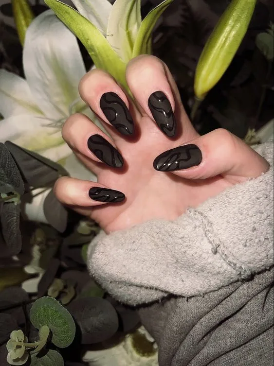 Classic Elegance: Make a Statement with Stylish Black Spherical Nails