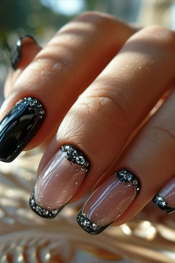 Classic Elegance: Make a Statement with Stylish Black Spherical Nails