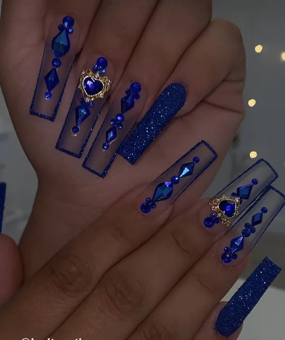 Electric and Cobalt Blue Nail Ideas