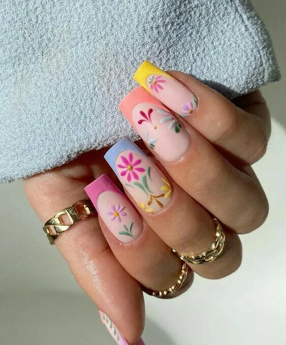 Showcasing Variety in Floral Nail Designs