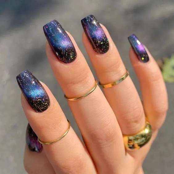 Embracing Glamour with Galaxy Nail Designs