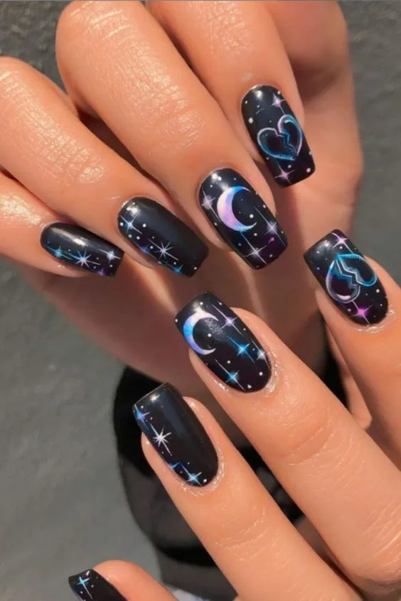 Unique Black Glitter Nail Designs for Sophistication