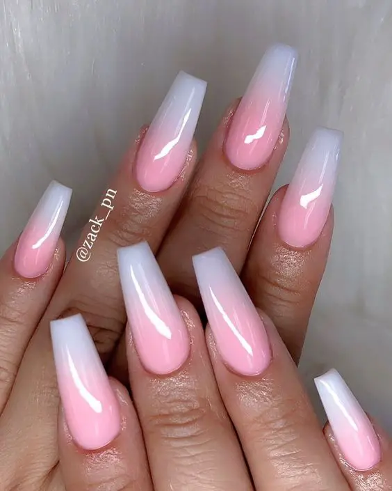 Soft Pink and White Ombre Manicure