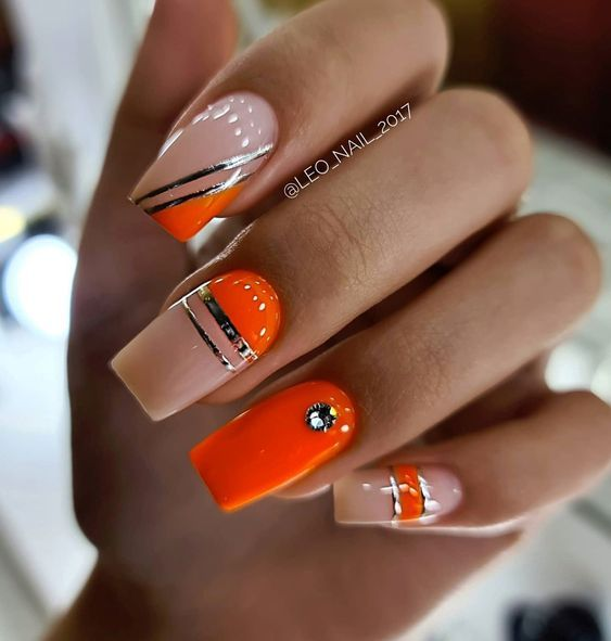 Spooky Halloween Orange Nails