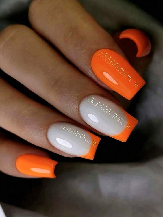 French Manicure with a Twist: Orange Edition