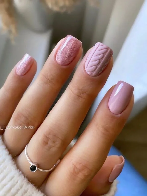 Textured and Swirling Pink Nail Art