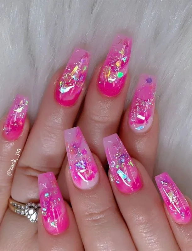 Textured and Swirling Pink Nail Art