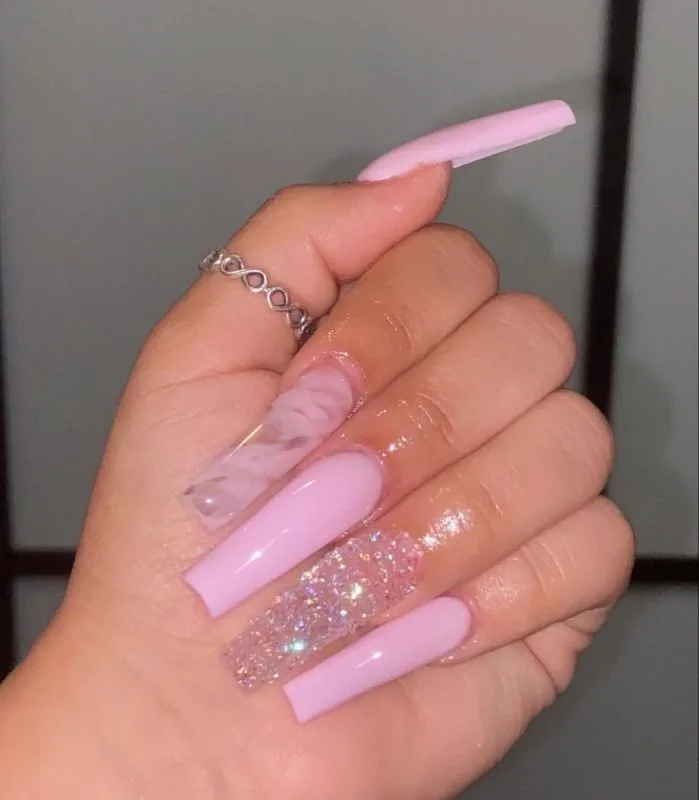 French Manicure with a Glittery Twist