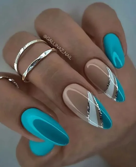 Acrylic and Gel Turquoise Nail Inspirations